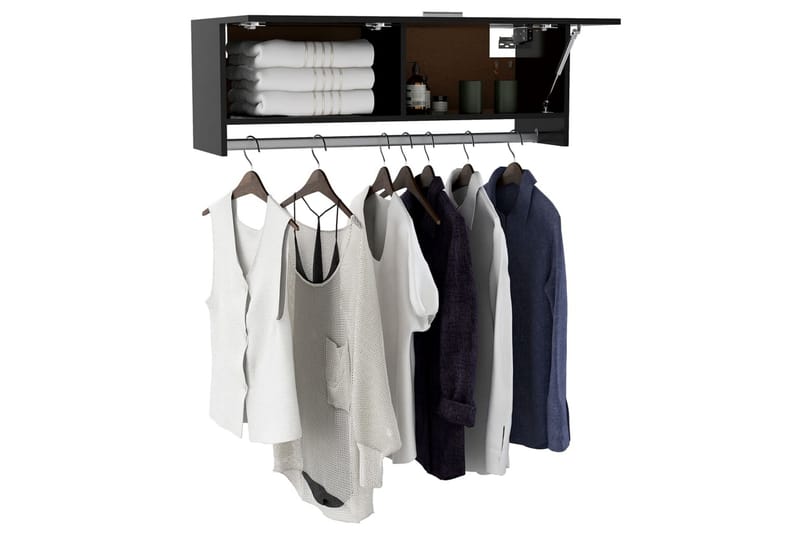 Garderobe svart 100x32,5x35 cm sponplate - Svart - Oppbevaring - Klesoppbevaring - Garderober & garderobesystem