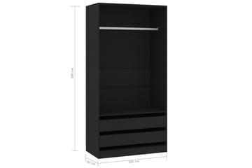 Garderobe svart 100x50x200 cm sponplate - Svart - Oppbevaring - Klesoppbevaring - Garderober & garderobesystem