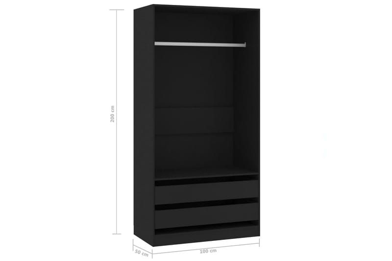 Garderobe svart 100x50x200 cm sponplate - Svart - Oppbevaring - Klesoppbevaring - Garderober & garderobesystem