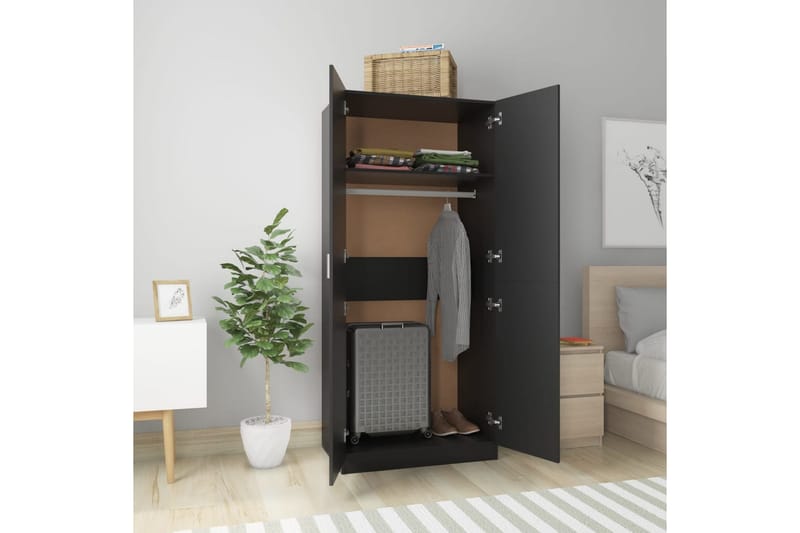 Garderobe svart 80x52x180 cm sponplate - Oppbevaring - Klesoppbevaring - Garderober & garderobesystem