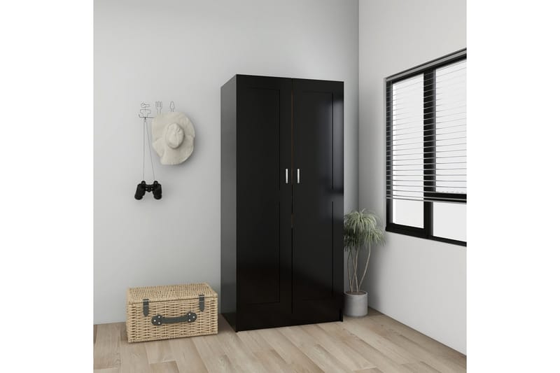 Garderobe svart 82,5x51,5x180 cm sponplate - Svart - Garderober & garderobesystem - Garderobeskap & klesskap