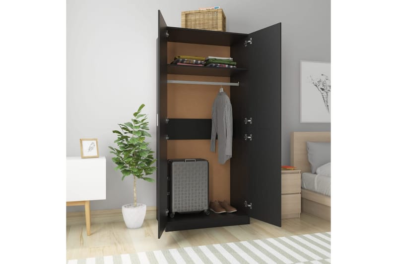 Garderobe svart 90x52x200 cm sponplate - Oppbevaring - Klesoppbevaring - Garderober & garderobesystem