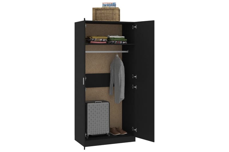 Garderobe svart 90x52x200 cm sponplate - Oppbevaring - Klesoppbevaring - Garderober & garderobesystem