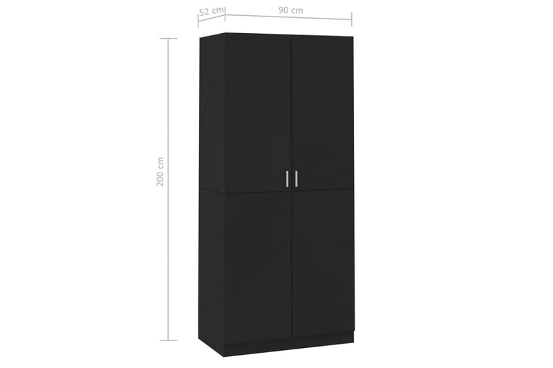 Garderobe svart 90x52x200 cm sponplate - Oppbevaring - Klesoppbevaring - Garderober & garderobesystem