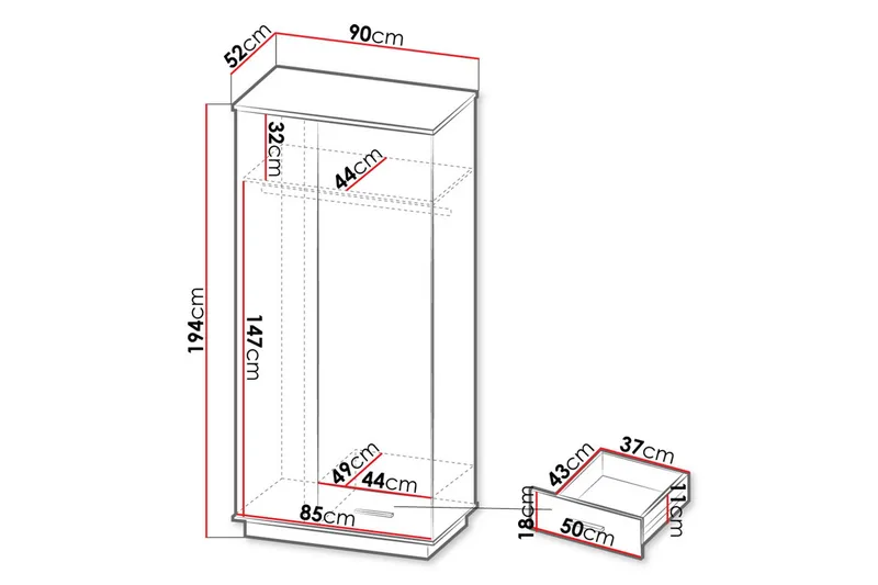 Garderobe - Svart|Eik - Oppbevaring - Klesoppbevaring - Garderober & garderobesystem