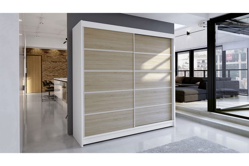 Garderobe Talin - Hvit/Eik - Oppbevaring - Klesoppbevaring - Garderober & garderobesystem