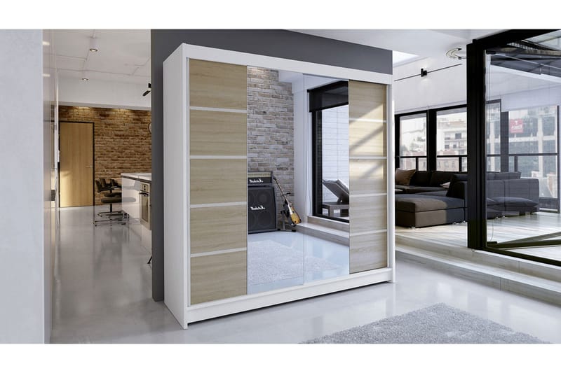 Garderobe Talin - Hvit/Eik - Oppbevaring - Klesoppbevaring - Garderober & garderobesystem