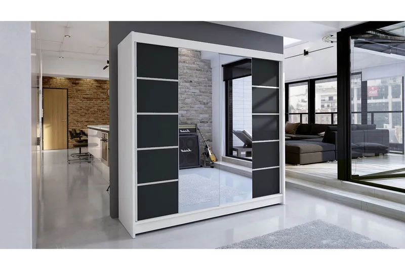 Garderobe Talin - Hvit/Svart - Oppbevaring - Klesoppbevaring - Garderober & garderobesystem