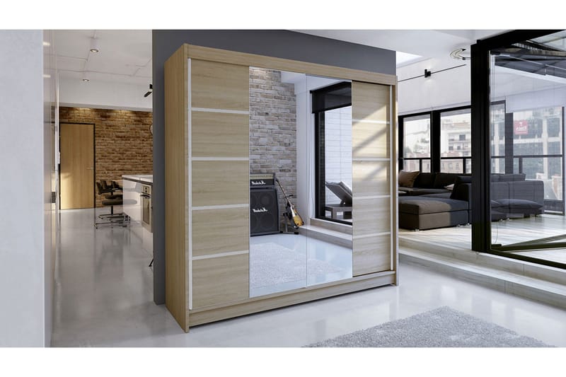 Garderobe Talin LED-belysning - Eik - Oppbevaring - Klesoppbevaring - Garderober & garderobesystem