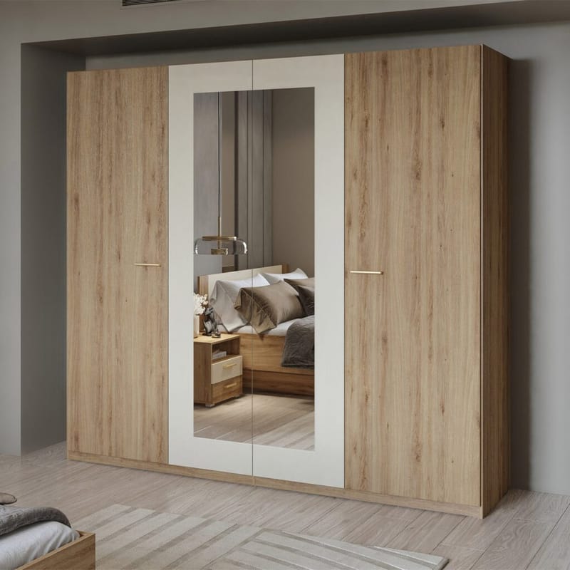 Garderobe Vertina 4 Dører 2 Speil - Oppbevaring - Klesoppbevaring - Garderober & garderobesystem