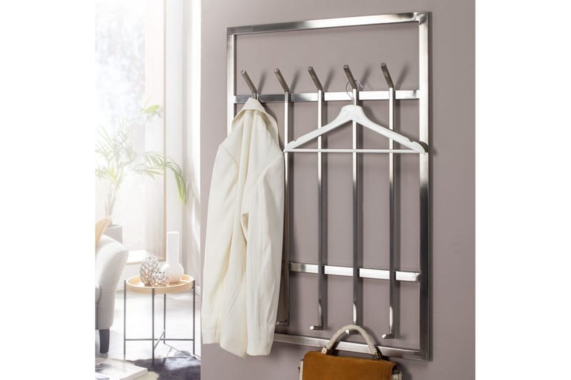 Garderobe Wohnling Vegghengt klesstativ 10 metallkroker polert matt - Oppbevaring - Klesoppbevaring - Stumtjener
