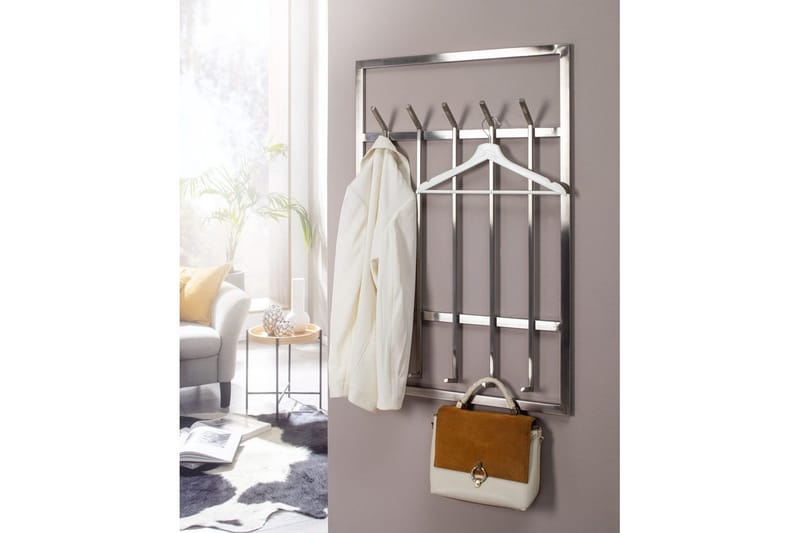 Garderobe Wohnling Vegghengt klesstativ 10 metallkroker polert matt - Oppbevaring - Klesoppbevaring - Stumtjener
