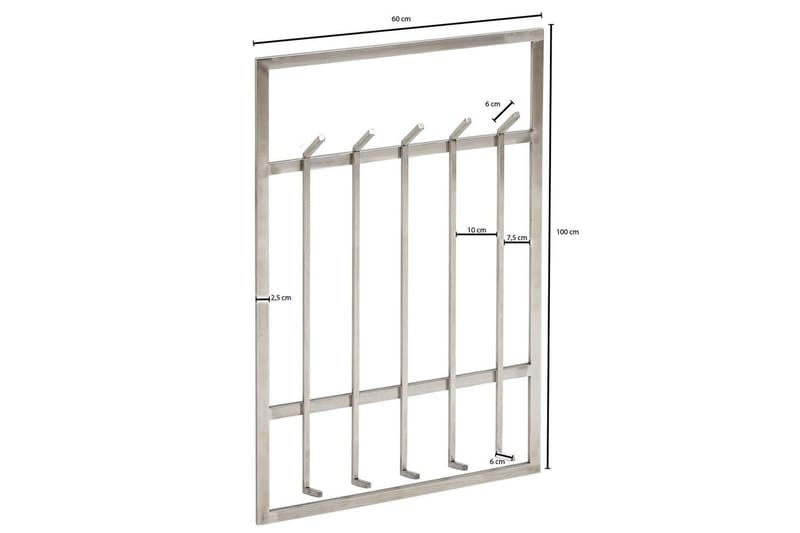Garderobe Wohnling Vegghengt klesstativ 10 metallkroker polert matt - Oppbevaring - Klesoppbevaring - Stumtjener