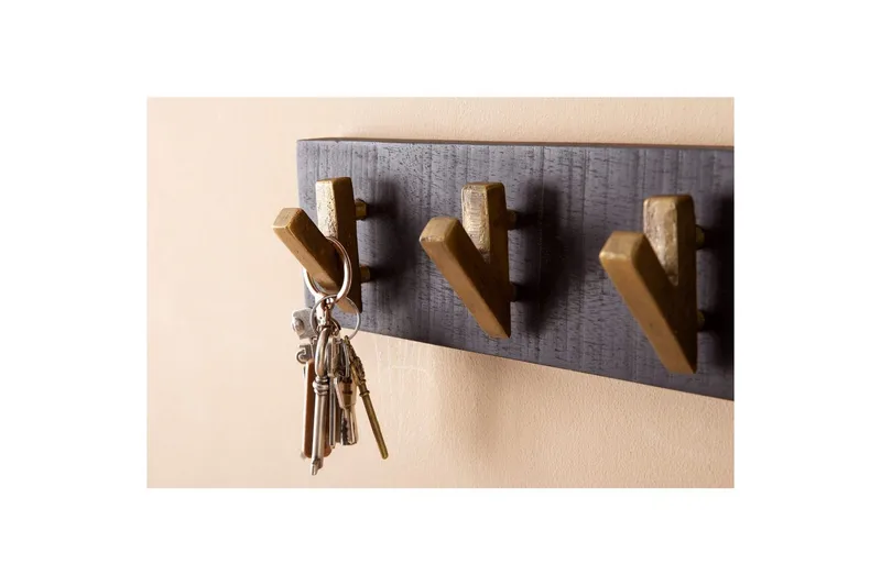 Garderobe Wohnling Vegghengt klesstativ 6 gylne metallkroker elegant i svart gull - Oppbevaring - Klesoppbevaring - Stumtjener