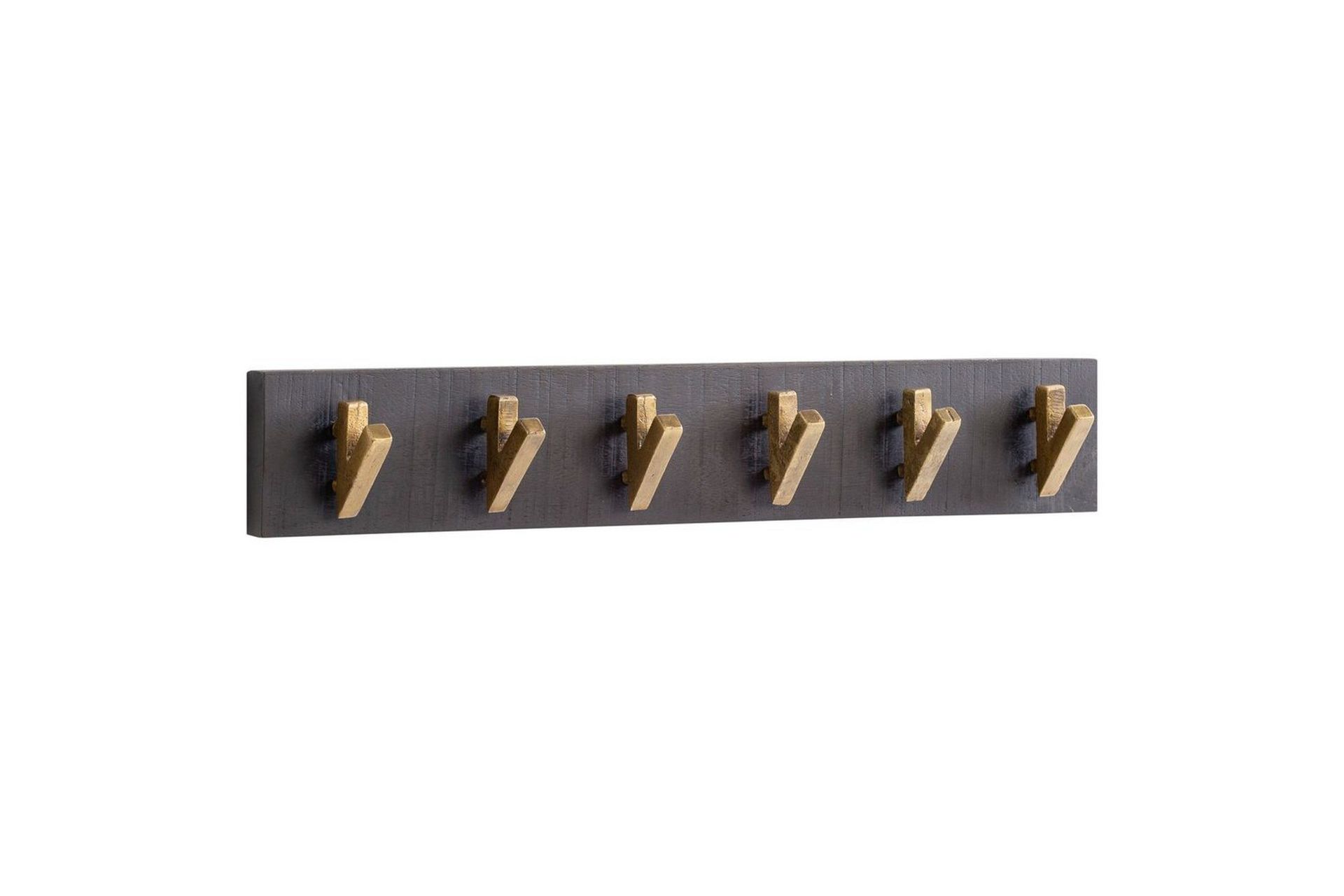 Garderobe Wohnling Vegghengt klesstativ 6 gylne metallkroker elegant i svart gull -