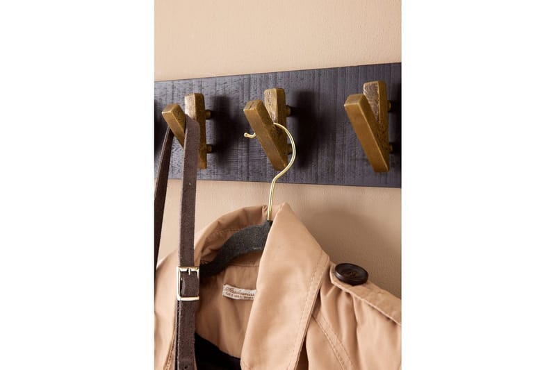Garderobe Wohnling Vegghengt klesstativ 6 gylne metallkroker elegant i svart gull - Oppbevaring - Klesoppbevaring - Stumtjener