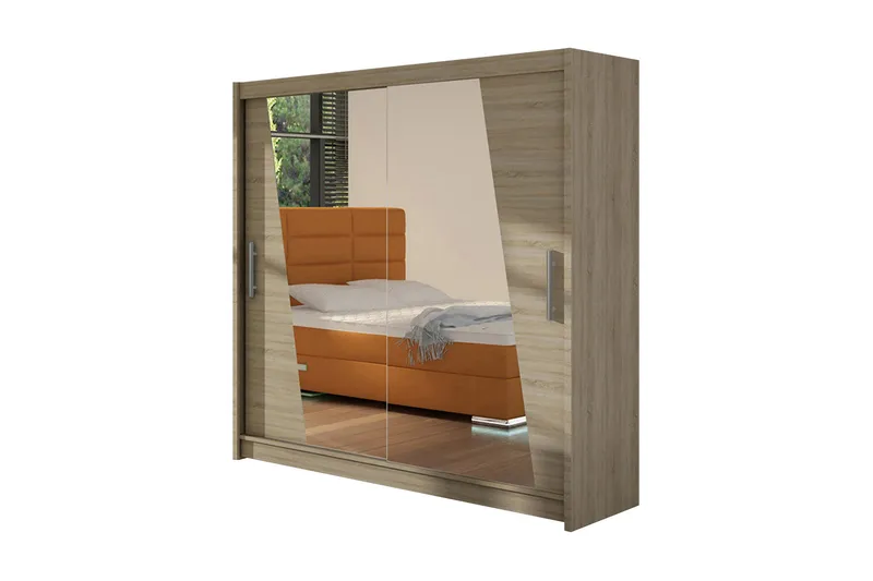 Garderobe Prag LED-belysning, Eik