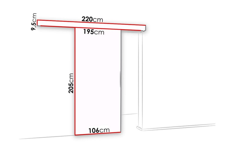 Malibu Dør 204x106x205 cm - Skyvedør garderobe