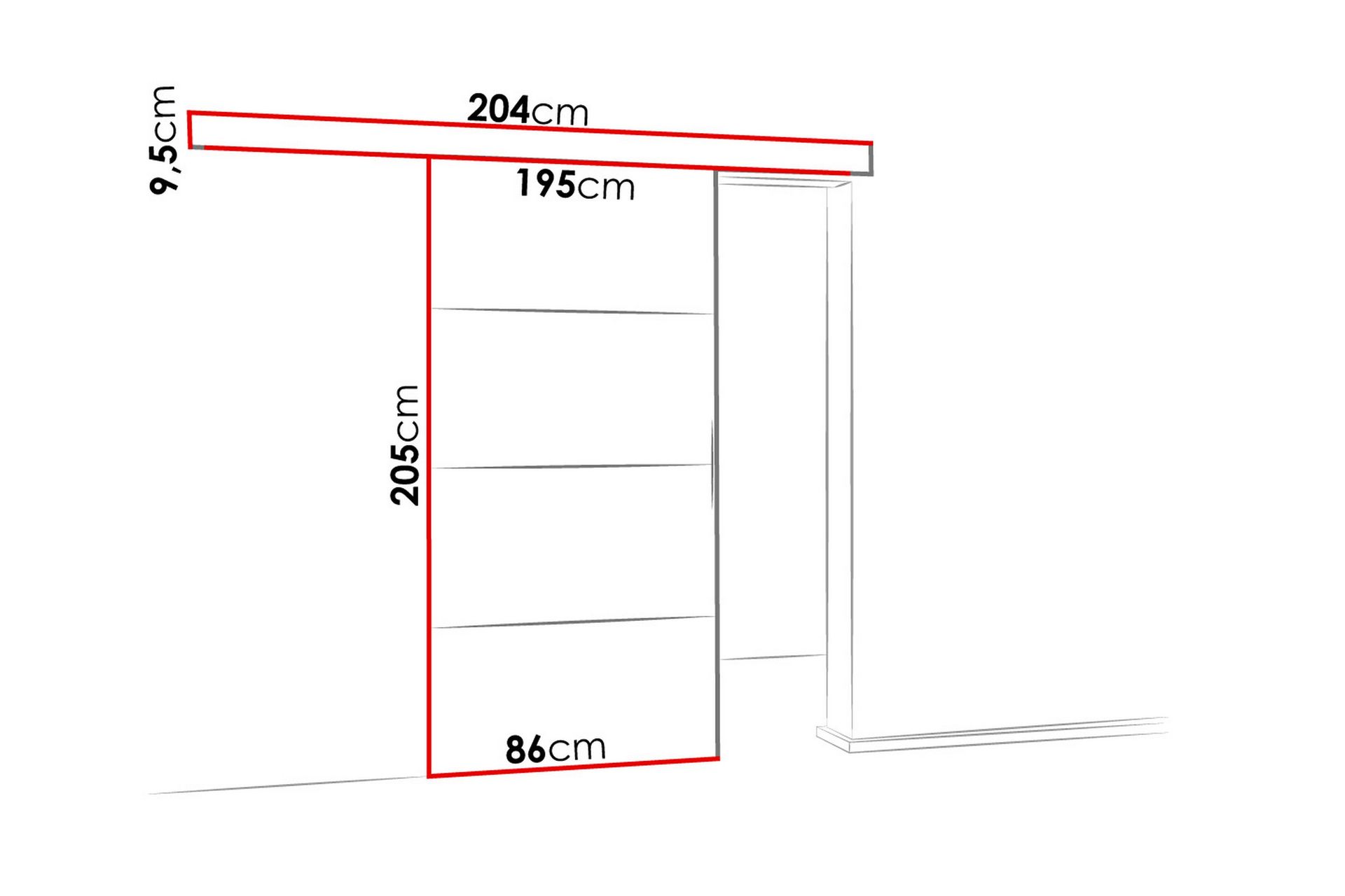 Malibu Dør 204x86x205 cm - Oppbevaring - Klesoppbevaring - Garderober & garderobesystem - Garderobedør - Skyvedør garderobe
