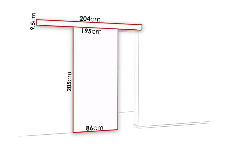 Malibu Dør 204x86x205 cm - Skyvedør garderobe