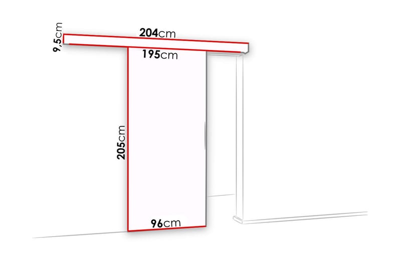 Malibu Dør 204x96x205 cm - Skyvedør garderobe