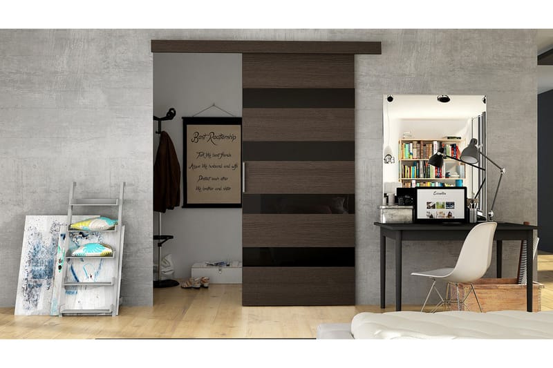 MARTI Skyvedør - Brun / Svart - Oppbevaring - Klesoppbevaring - Garderober & garderobesystem - Garderobedør - Skyvedør garderobe