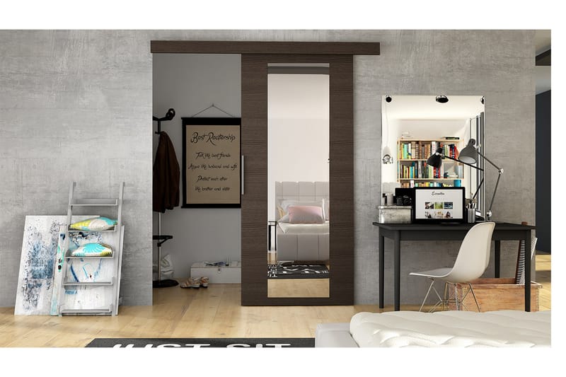 Nemanja Skyvedør 86x205 cm - Brun - Oppbevaring - Klesoppbevaring - Garderober & garderobesystem - Garderobedør - Skyvedør garderobe