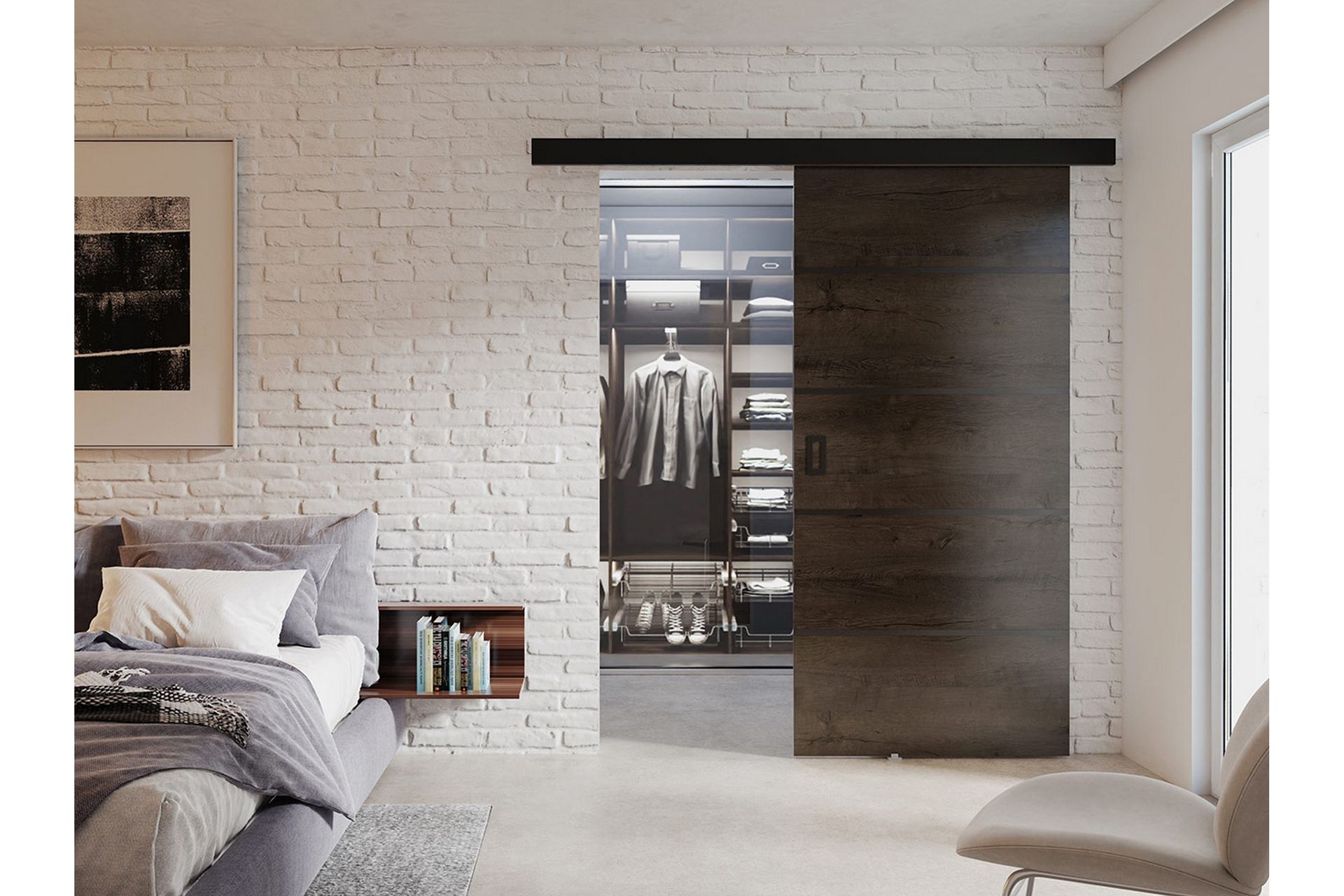 Santina Skyvedør 204 cm - Oppbevaring - Klesoppbevaring - Garderober & garderobesystem - Garderobedør - Skyvedør garderobe