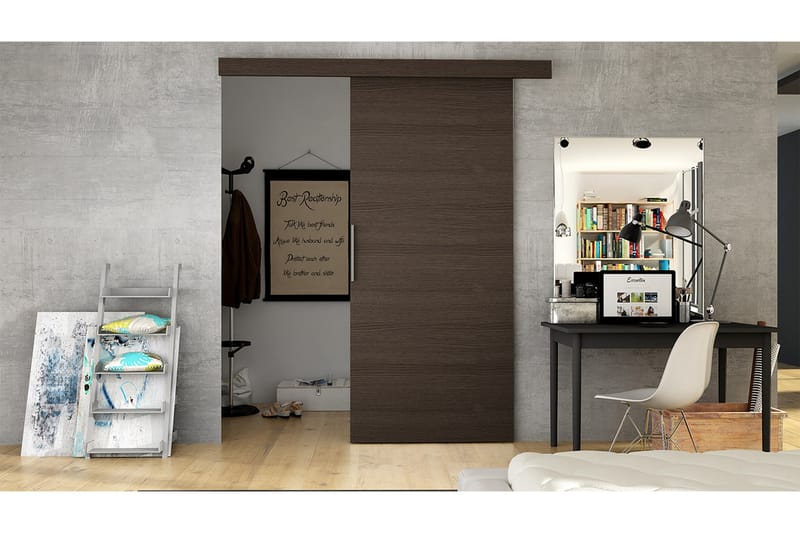 Skyvedør ELVERUM - Brun - Oppbevaring - Klesoppbevaring - Garderober & garderobesystem - Garderobedør - Skyvedør garderobe