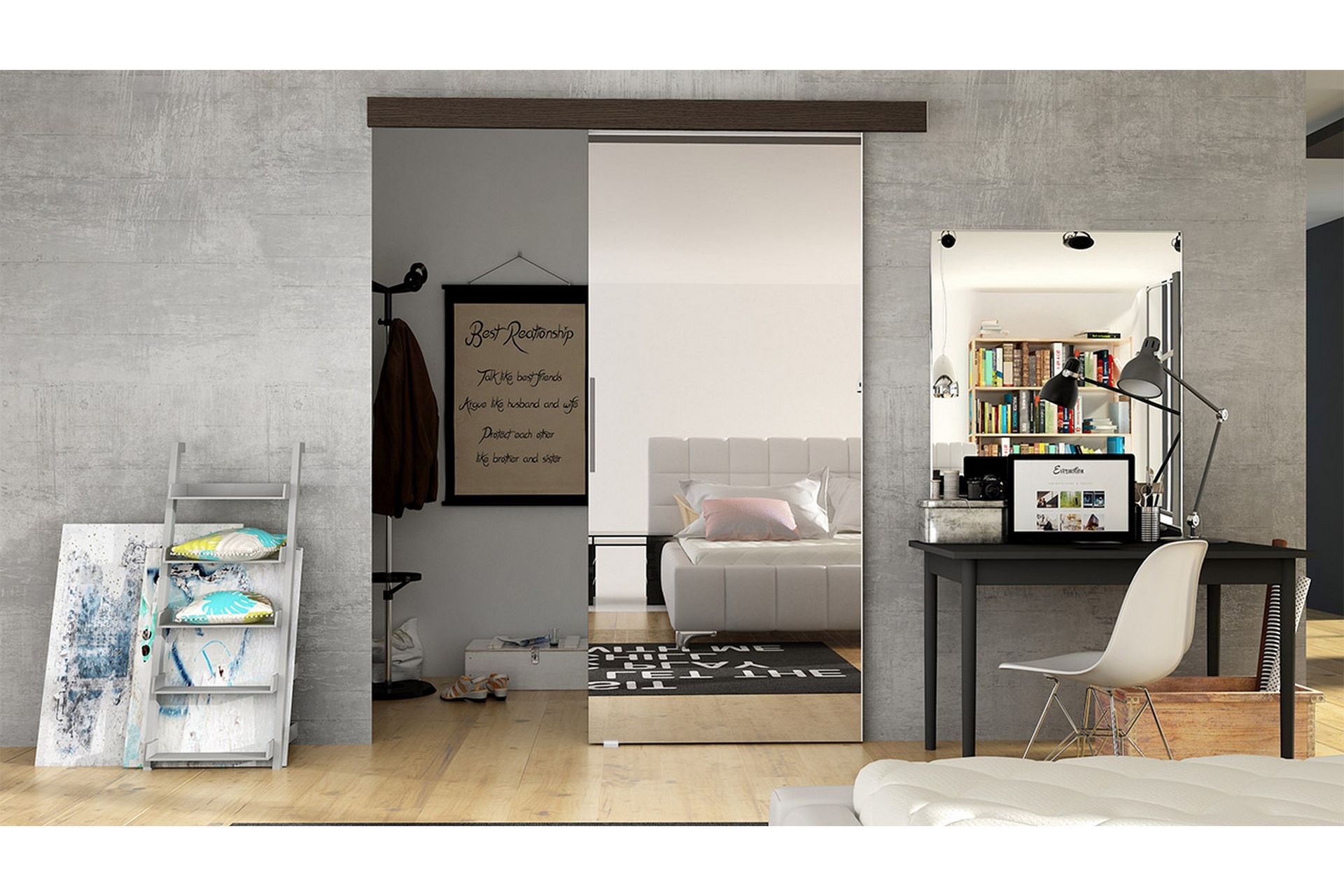 Skyvedør ELVERUM - Brun - Oppbevaring - Klesoppbevaring - Garderober & garderobesystem - Garderobedør - Skyvedør garderobe