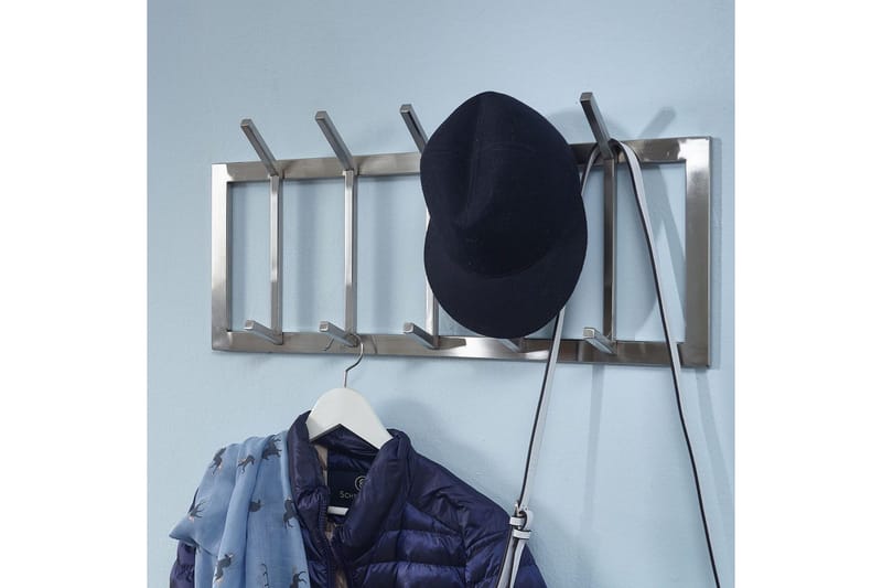 Garderobe Wohnling Vegghengt klesstativ 5 metallkroker polert matt - Oppbevaring - Klesoppbevaring - Stumtjener