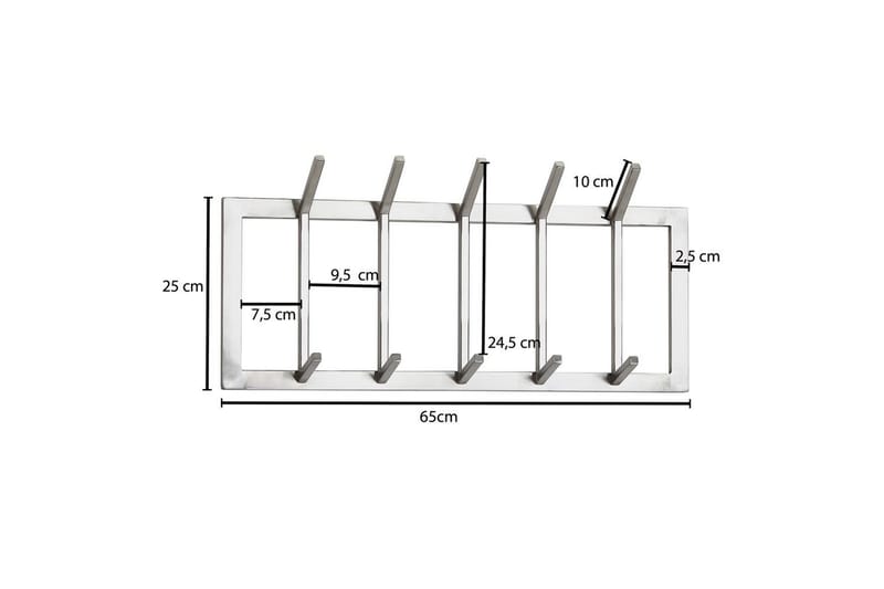Garderobe Wohnling Vegghengt klesstativ 5 metallkroker polert matt - Oppbevaring - Klesoppbevaring - Garderober & garderobesystem - Garderobeinnredning - Garderobehåndtak