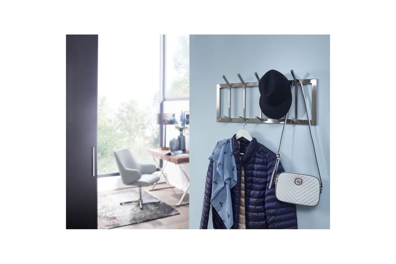 Garderobe Wohnling Vegghengt klesstativ 5 metallkroker polert matt - Oppbevaring - Klesoppbevaring - Stumtjener
