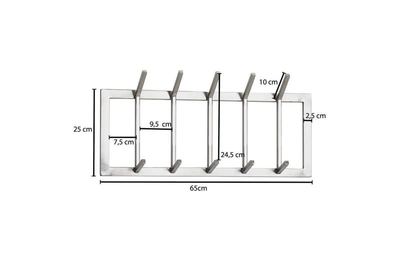 Garderobe Wohnling Vegghengt klesstativ 5 metallkroker polert matt - Oppbevaring - Klesoppbevaring - Garderober & garderobesystem - Garderobeinnredning - Garderobehåndtak