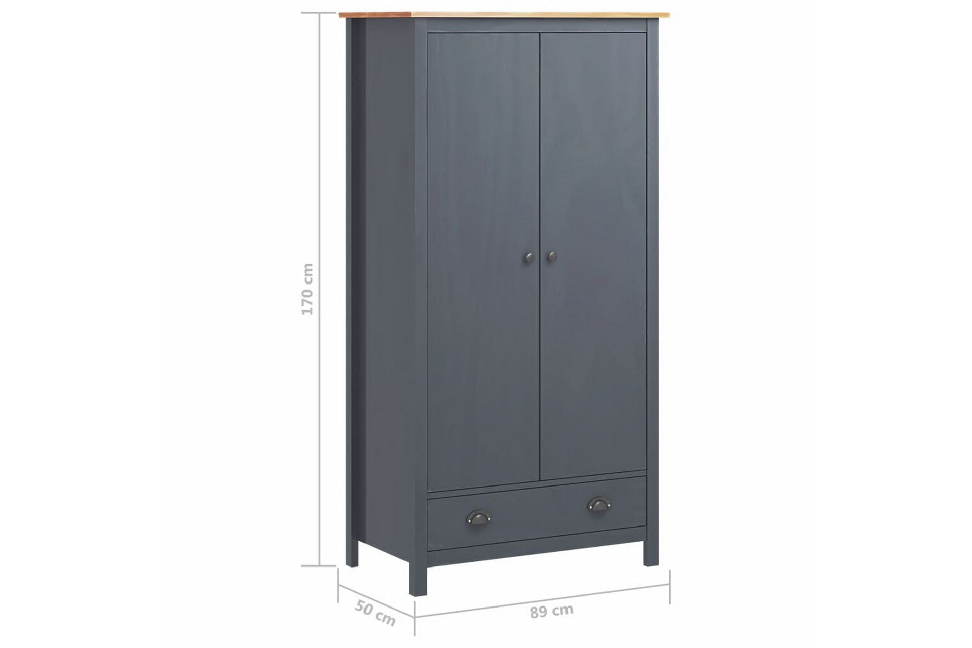 Garderobeskap 2 dører Hill Range grå 89x50x170 cm - Oppbevaring - Klesoppbevaring - Garderober & garderobesystem