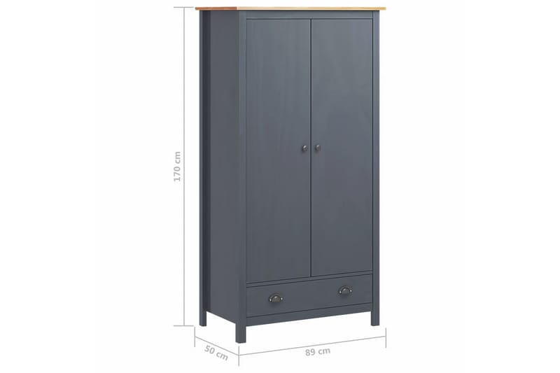 Garderobeskap 2 dører Hill Range grå 89x50x170 cm - Oppbevaring - Klesoppbevaring - Garderober & garderobesystem