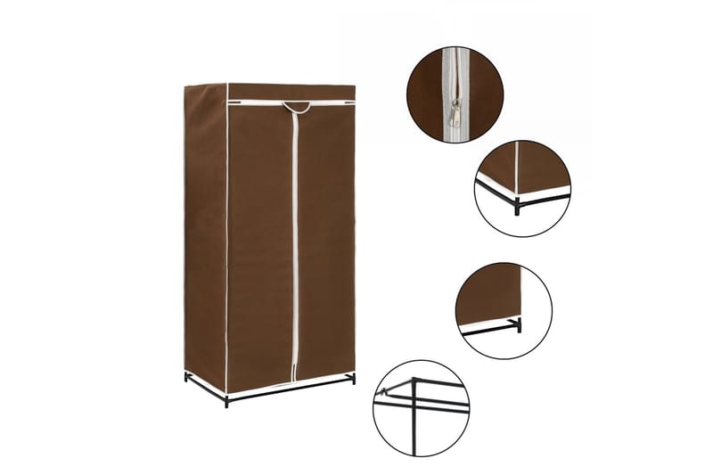 Garderobeskap 2 stk brun 75x50x160 cm - Oppbevaring - Klesoppbevaring - Garderober & garderobesystem