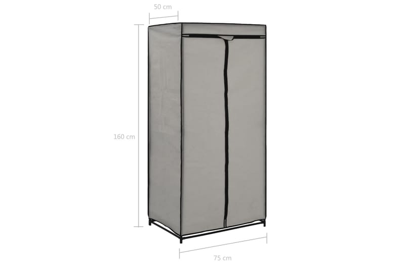Garderobeskap 2 stk grå 75x50x160 cm - Oppbevaring - Klesoppbevaring - Garderober & garderobesystem