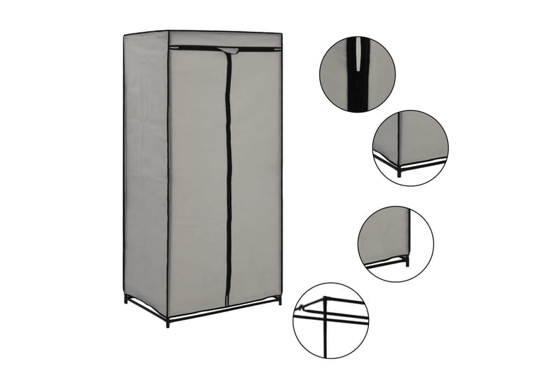 Garderobeskap 2 stk grå 75x50x160 cm - Oppbevaring - Klesoppbevaring - Garderober & garderobesystem