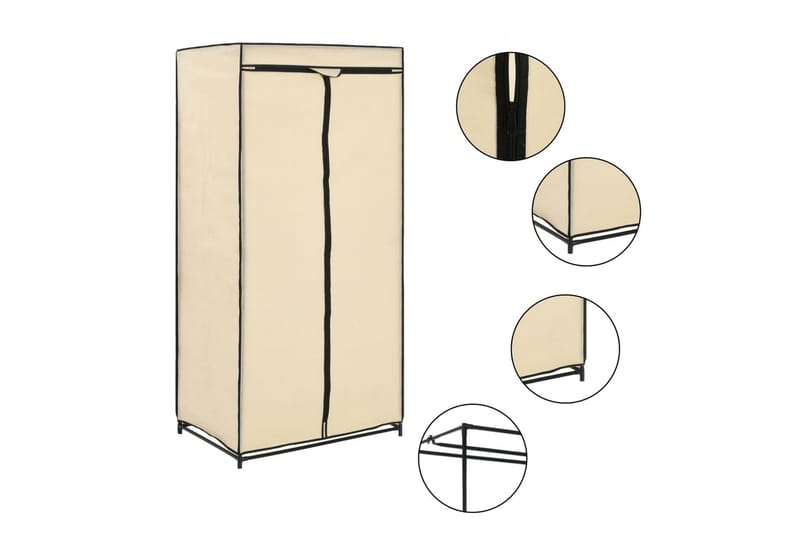 Garderobeskap 2 stk krem 75x50x160 cm - Oppbevaring - Klesoppbevaring - Garderober & garderobesystem