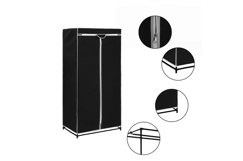 Garderobeskap 2 stk svart 75x50x160 cm - Oppbevaring - Klesoppbevaring - Garderober & garderobesystem