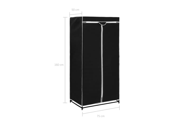 Garderobeskap 2 stk svart 75x50x160 cm - Oppbevaring - Klesoppbevaring - Garderober & garderobesystem