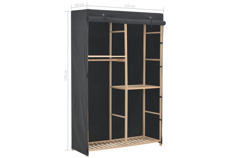 Garderobeskap 3 etasjer grå 110x40x170 cm stoff - Oppbevaring - Klesoppbevaring - Garderober & garderobesystem