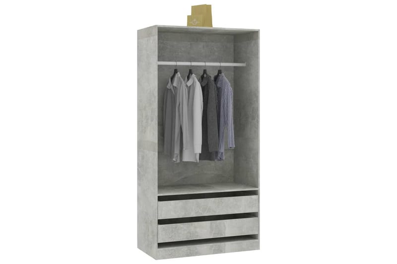 Garderobeskap betonggrå 100x50x200 cm sponplate - Grå - Oppbevaring - Klesoppbevaring - Garderober & garderobesystem