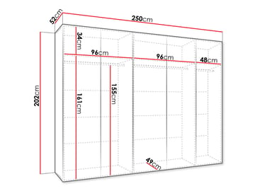 garderobeskap Garderobeskap SANDI 3 250 hvit Svart - Oppbevaring - Klesoppbevaring - Garderober & garderobesystem