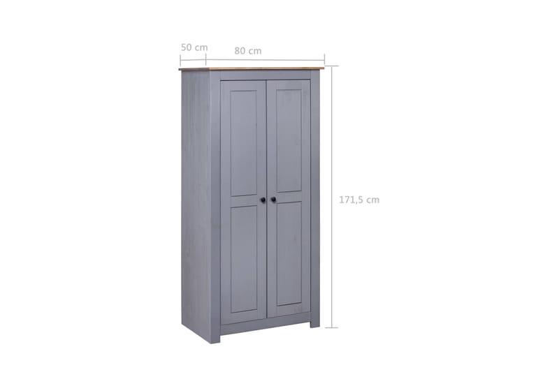 Garderobeskap grå 80x50x171,5 cm heltre furu Panama Range - Grå - Oppbevaring - Klesoppbevaring - Garderober & garderobesystem
