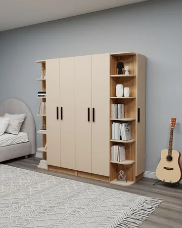 Garderobeskap Hanah Home Linda Luses (180 x 181,8 x 50 cm) Atlantisk furu beige - Oppbevaring - Klesoppbevaring - Garderober & garderobesystem - Garderobeskap & klesskap