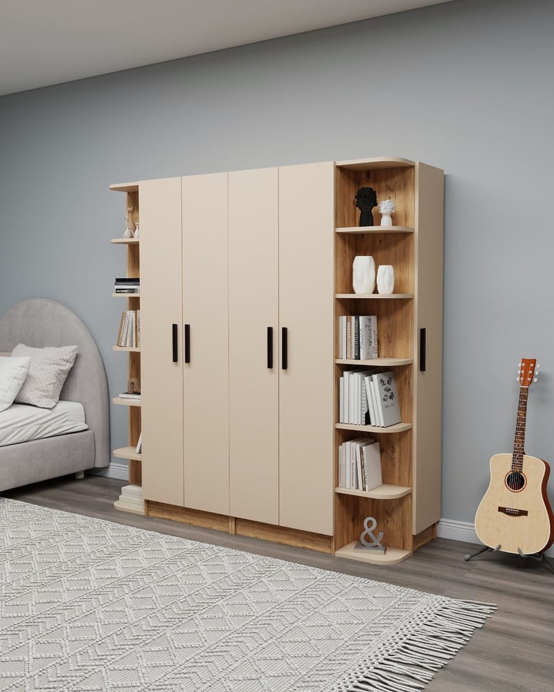Garderobeskap Hanah Home Linda Luses (180 x 181,8 x 50 cm) Atlantisk furu beige - Oppbevaring - Klesoppbevaring - Garderober & garderobesystem - Garderobeskap & klesskap