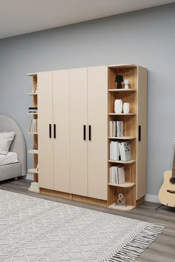 Garderobeskap Hanah Home Linda Luses (180 x 181,8 x 50 cm) Atlantisk furu beige - Oppbevaring - Klesoppbevaring - Garderober & garderobesystem - Garderobeskap & klesskap