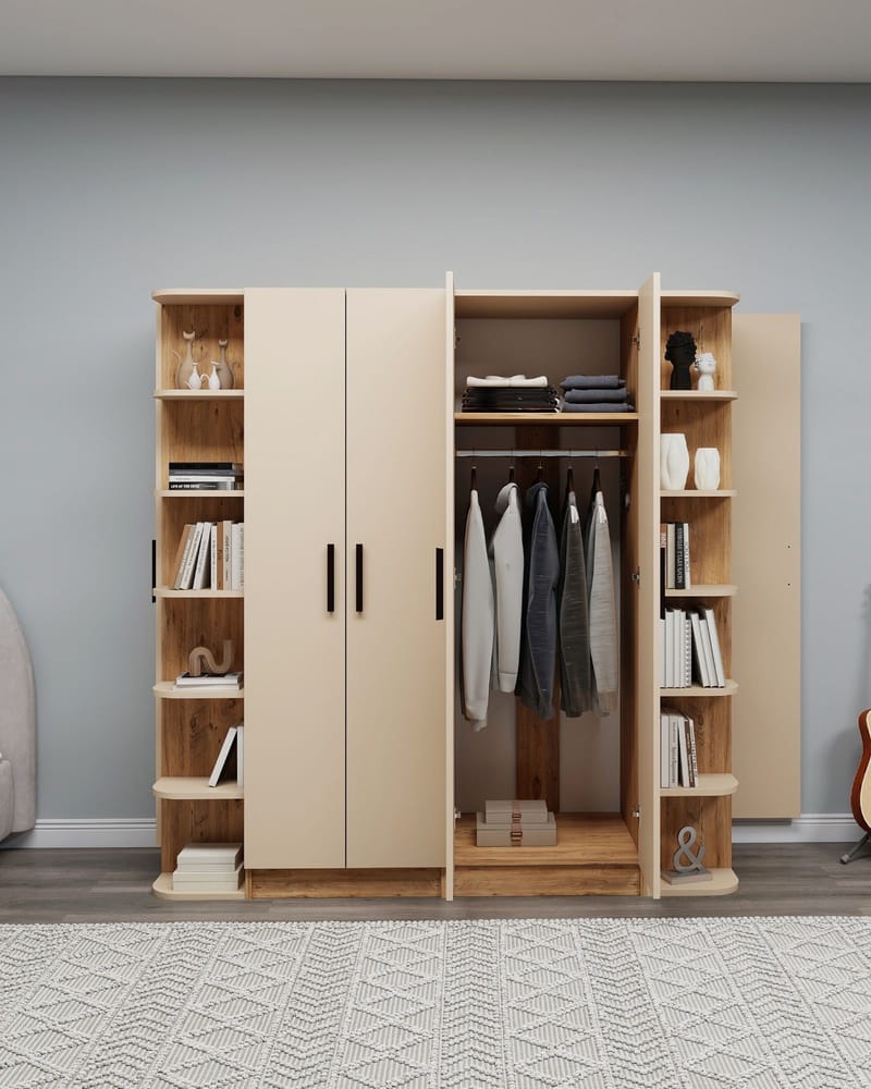 Garderobeskap Hanah Home Linda Luses (180 x 181,8 x 50 cm) Atlantisk furu beige - Oppbevaring - Klesoppbevaring - Garderober & garderobesystem - Garderobeskap & klesskap